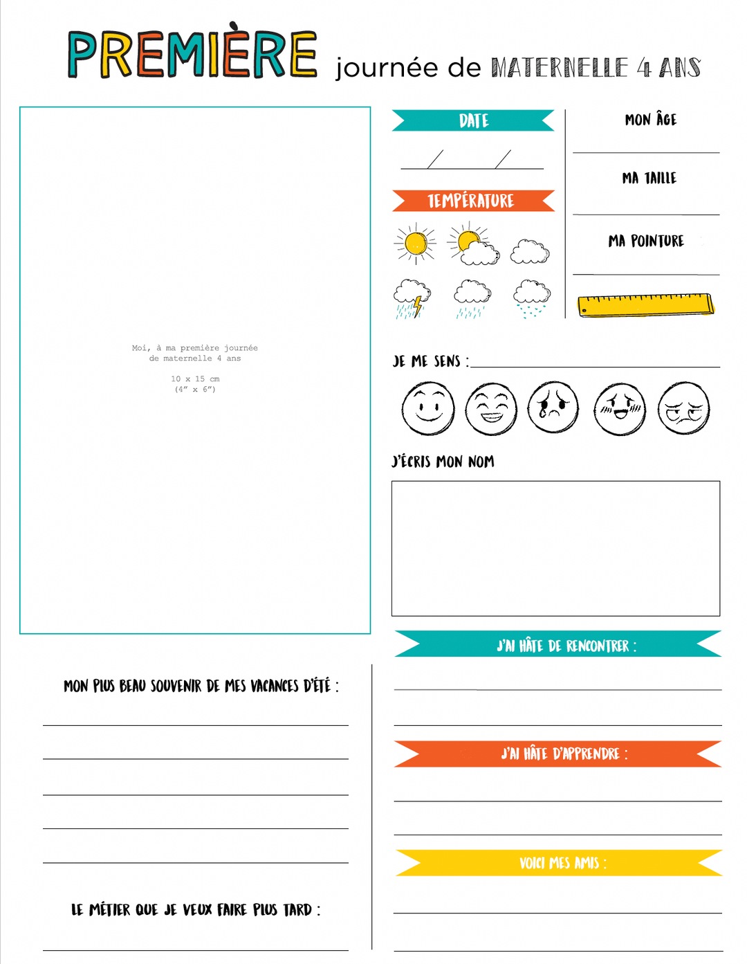 Cahier mes souvenirs d'école téléchargeable- maternelle 4 ans