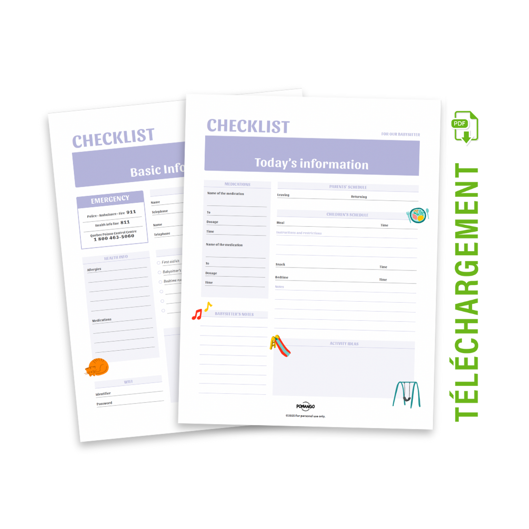 Printable Babysitter Cheat Sheet