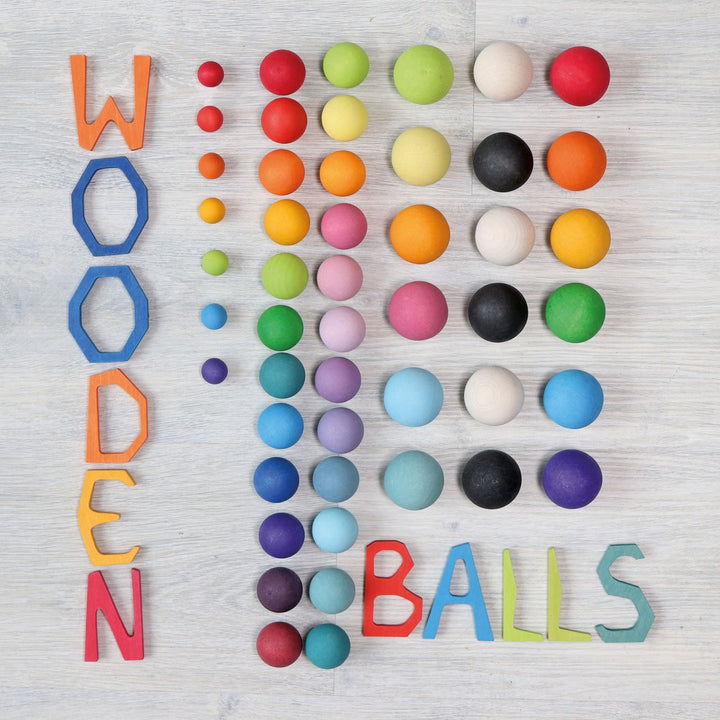 12 Rainbow Wooden Balls