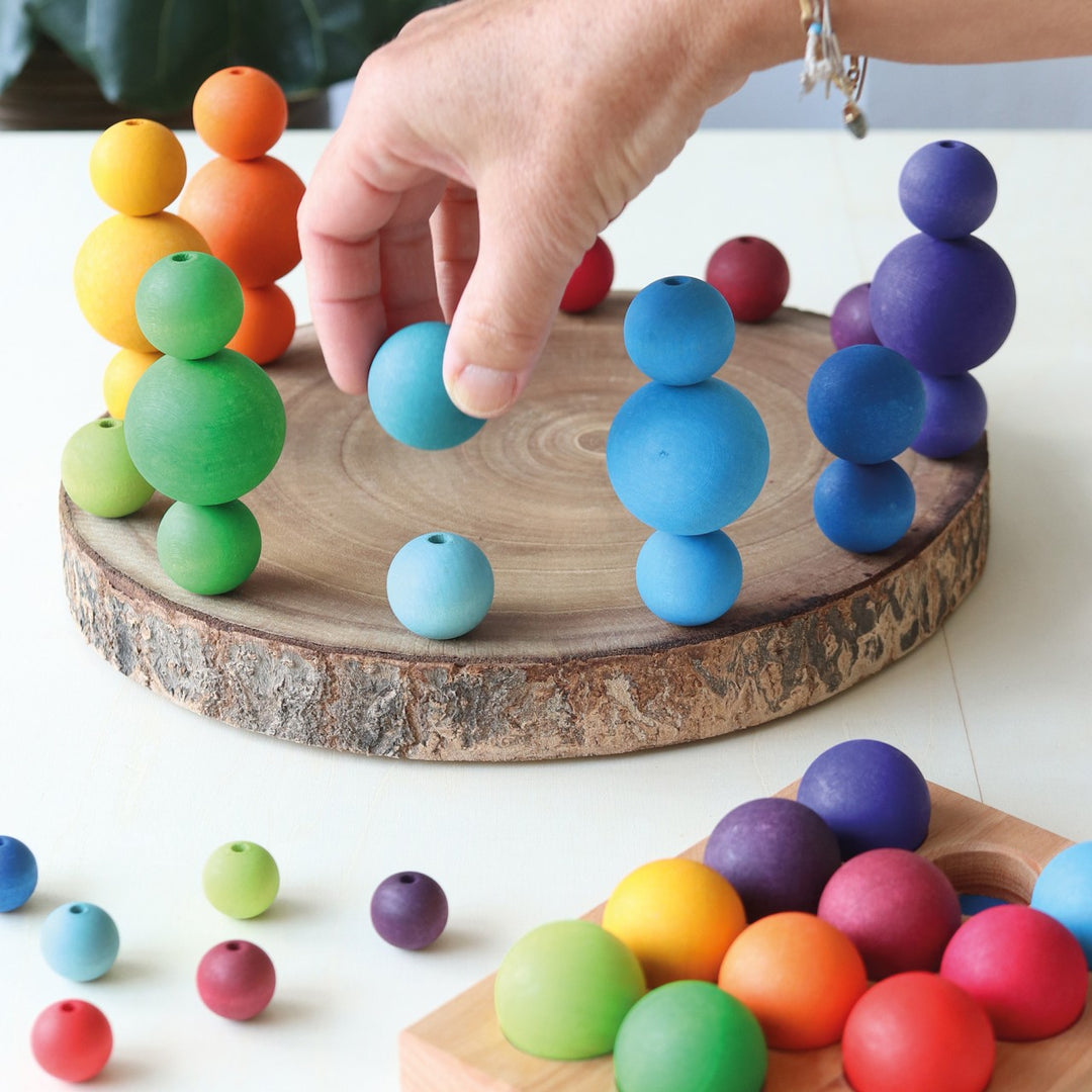 12 Rainbow Wooden Balls