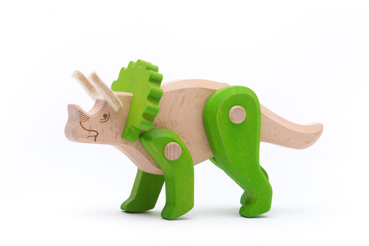 Articulated wooden triceratops