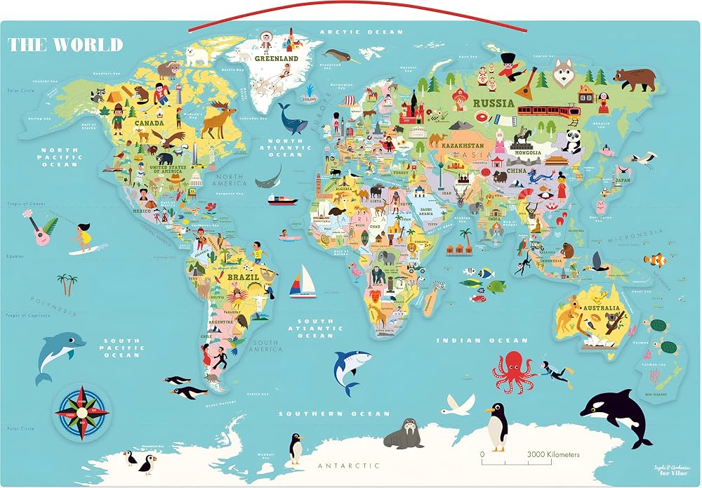 Carte du monde magnétique