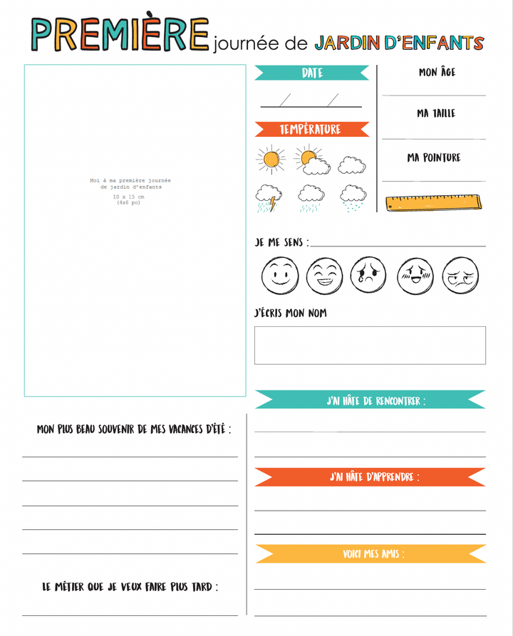 Cahier mes souvenirs d'école téléchargeable-jardin d'enfants | Canada Français (hors Québec)