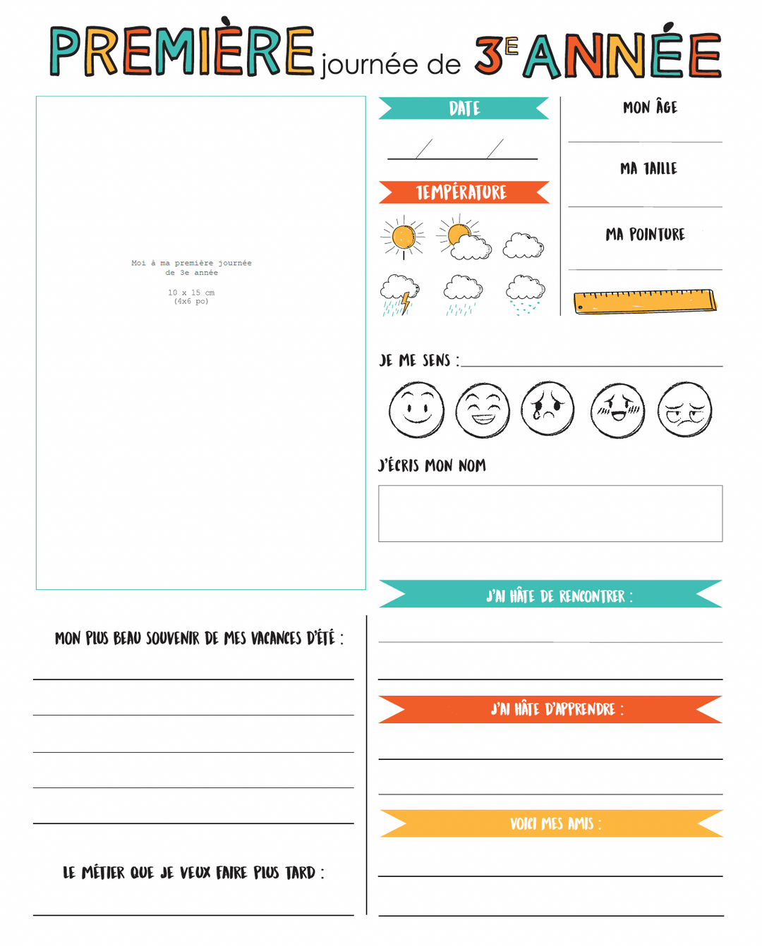 Cahier mes souvenirs d'école téléchargeable- 3e année