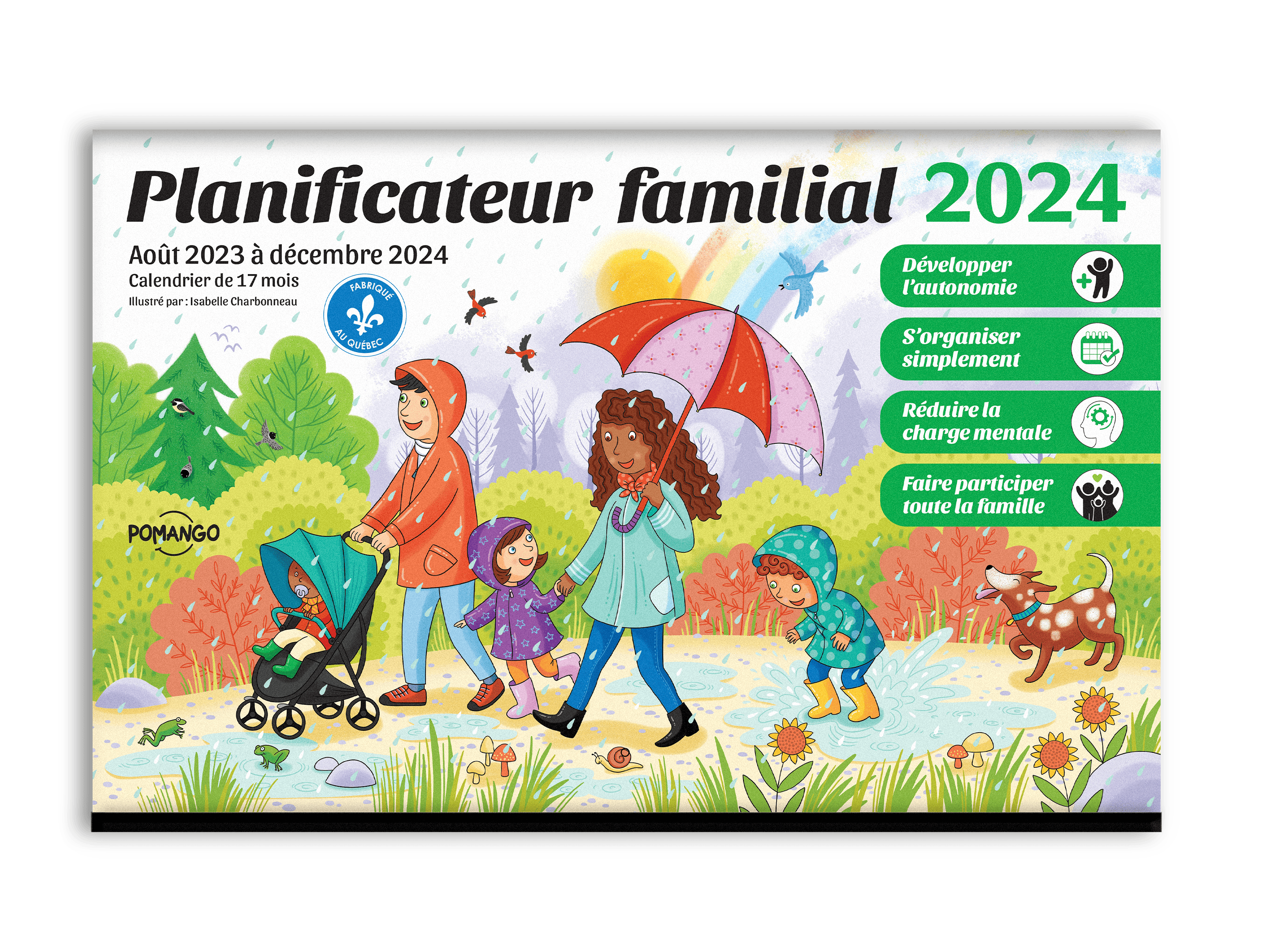 Calendrier mural familial aimanté 2024 - Donnons-nous à fond en famille en  2024 !