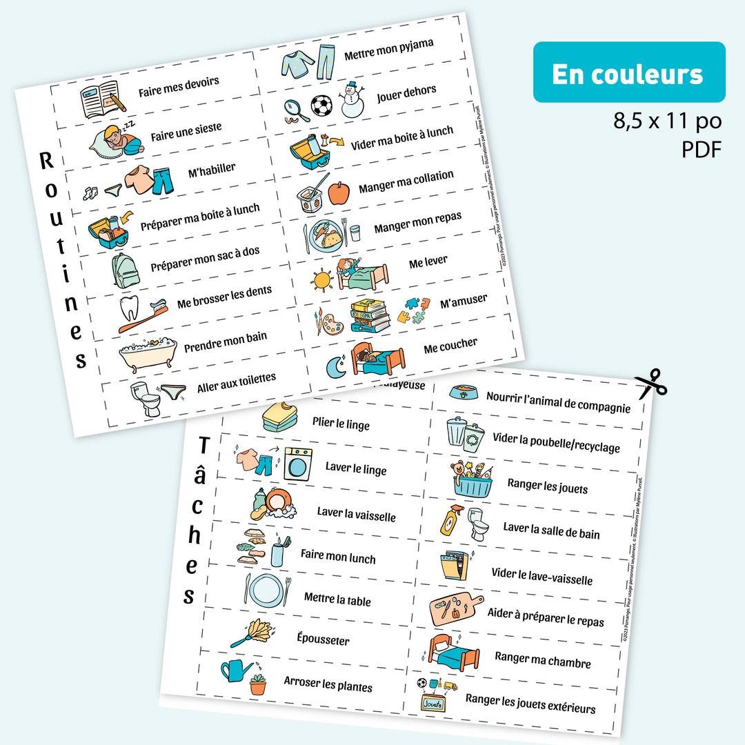 Étiquettes à télécharger – Tableau familial