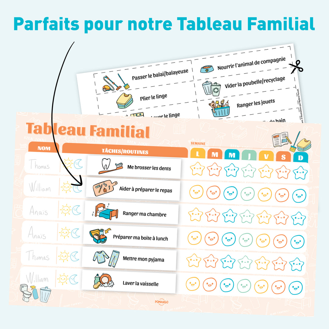 Étiquettes à télécharger – Tableau familial