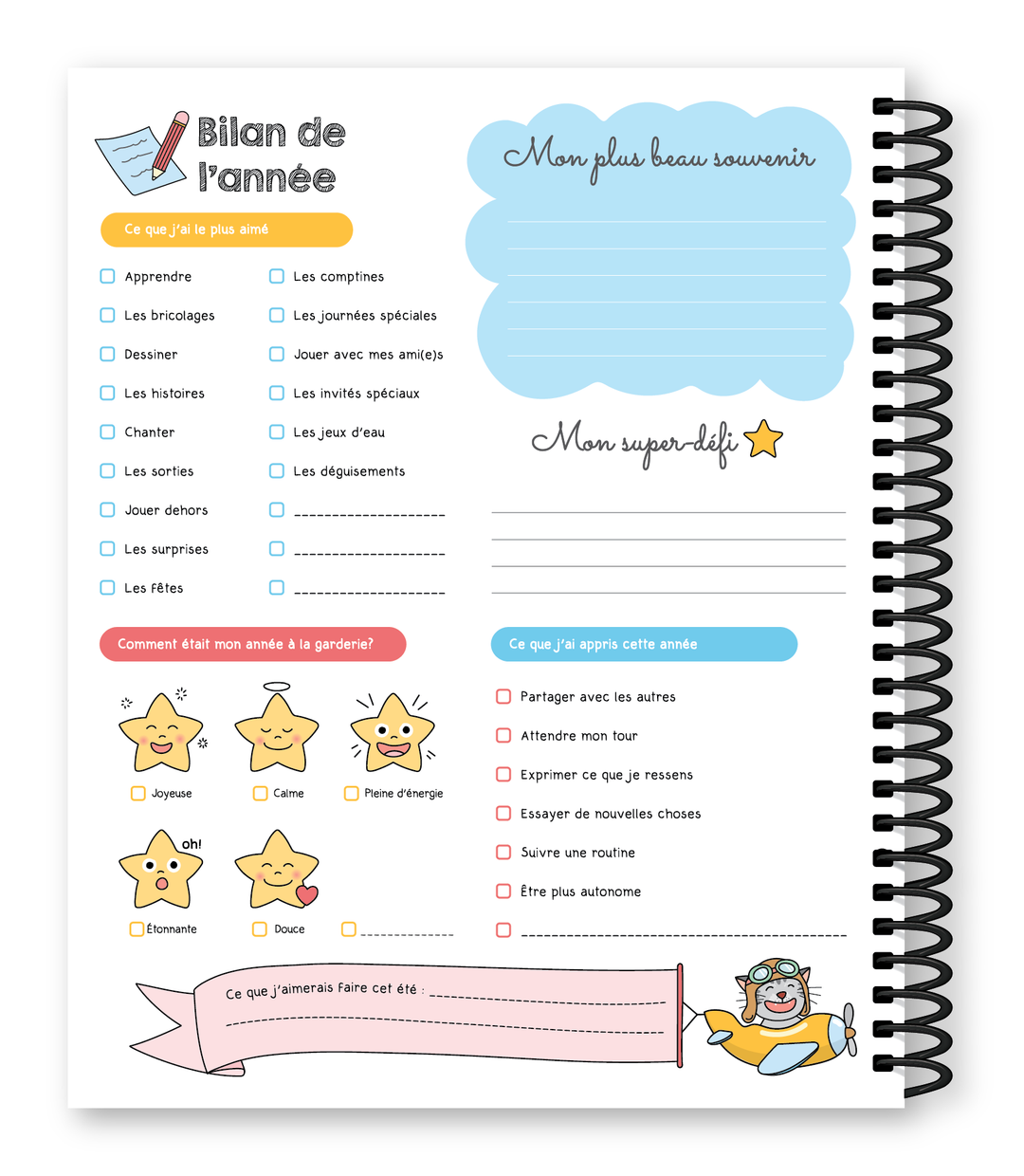 Cahier Mes souvenirs de garderie