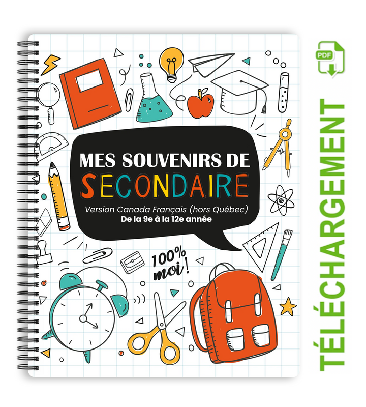 Cahier mes souvenirs d'école téléchargeable-9e à 12e année (secondaire) | Canada Français (hors Québec)