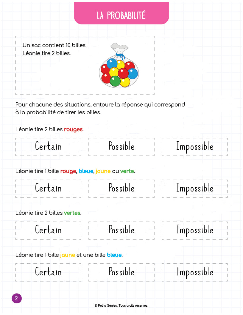 Défis 100% Maths- 1re Année- Probabilité (À Télécharger)