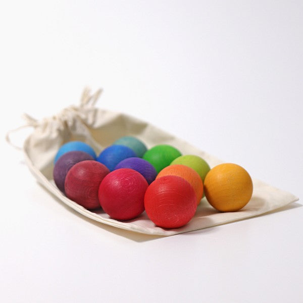 12 Rainbow Wooden Balls