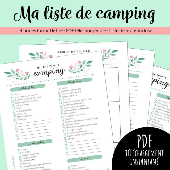 Ma liste de camping à imprimer