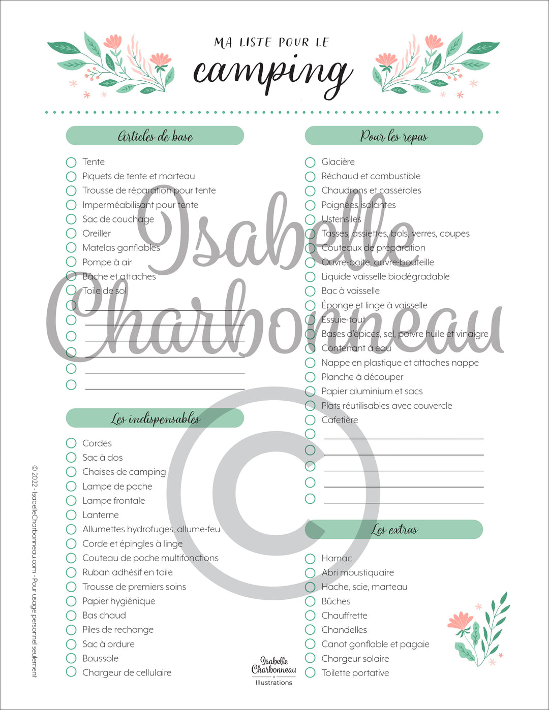 checkliste camping Ma Liste De Camping À Imprimer – Pomango