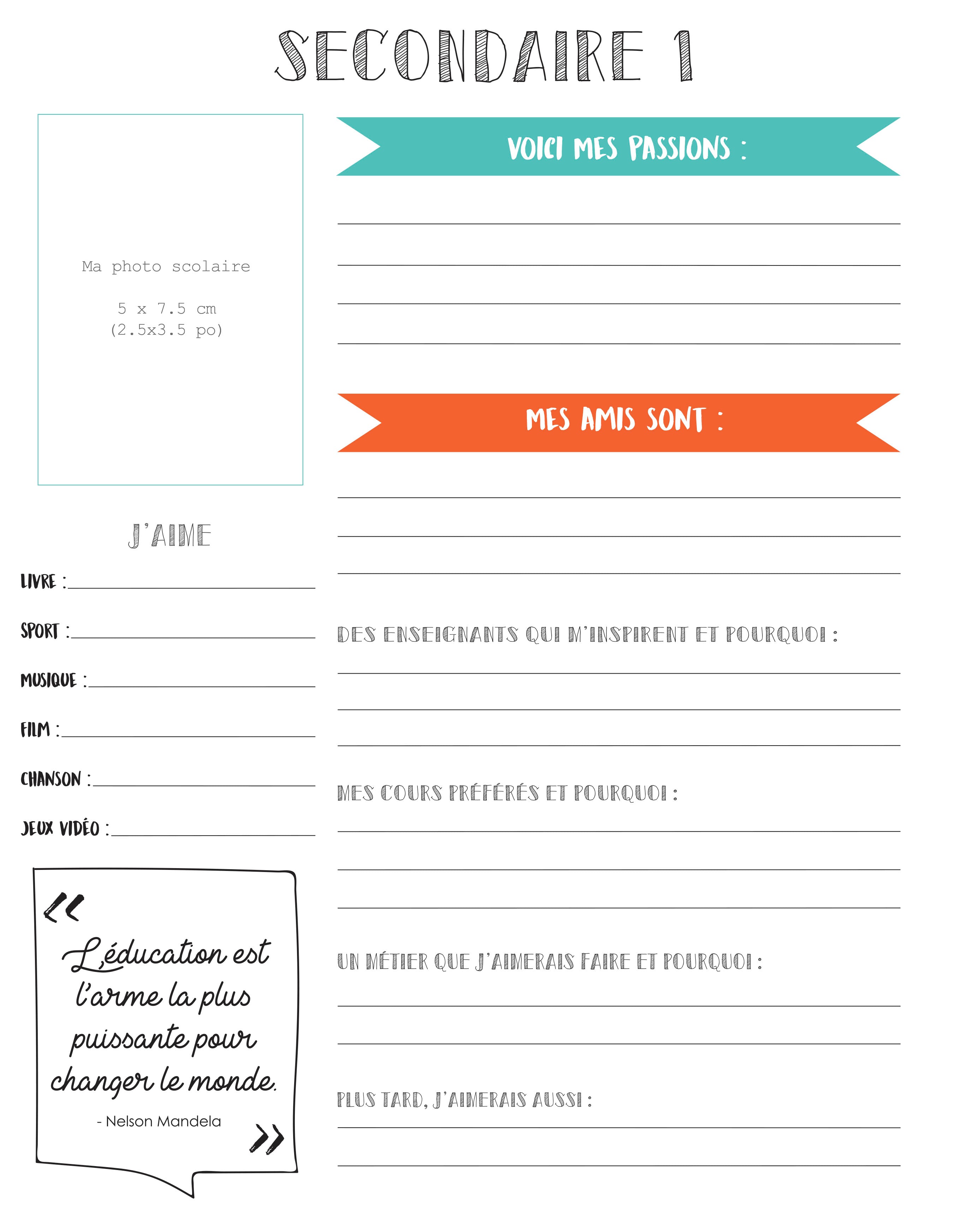 Cahier Mes souvenirs d'école