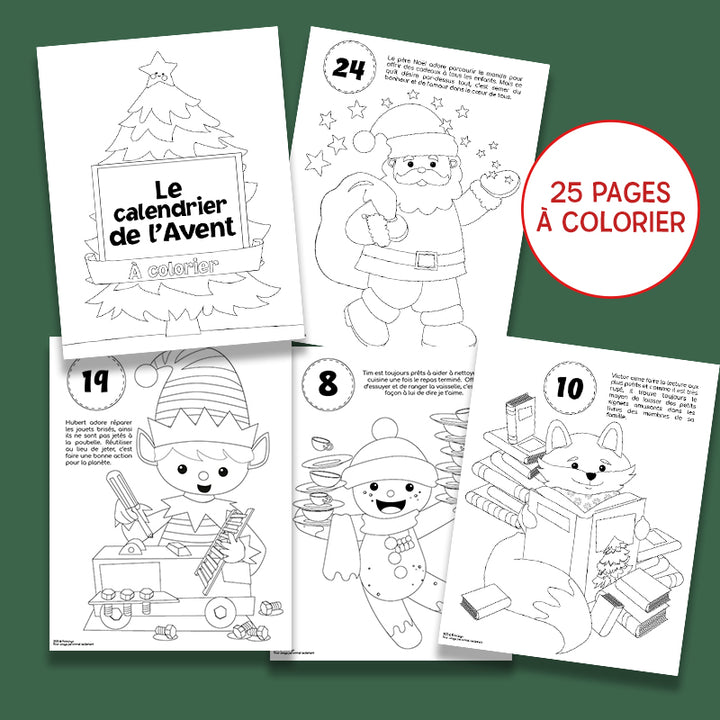 Le Calendrier De L'avent À Colorier - Imprimable