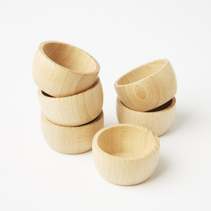 6 Natural Wood Bowls