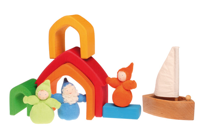 Wooden Rainbow Houses - 5 Pieces