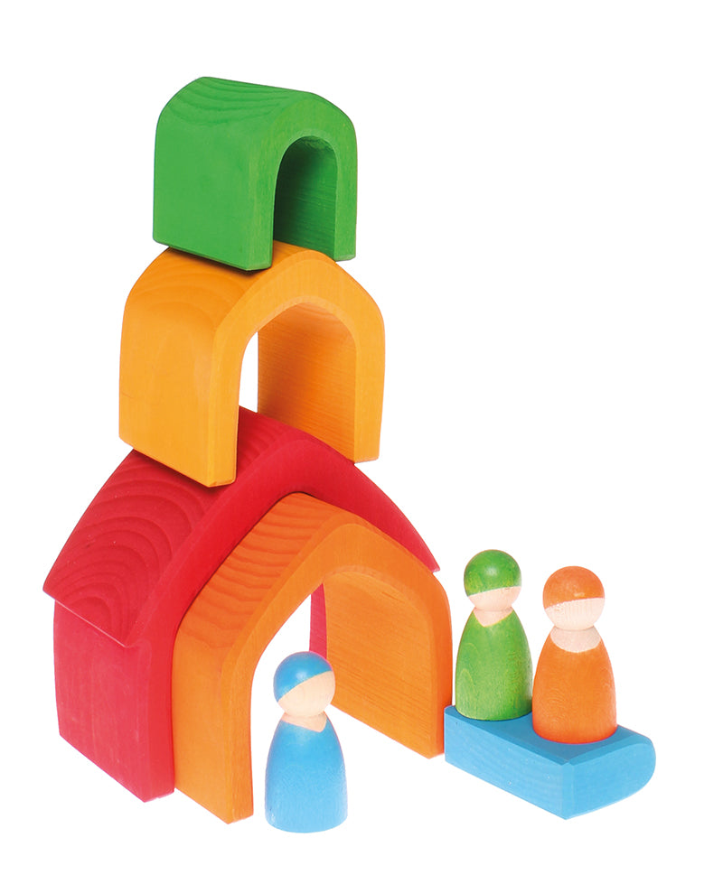 Wooden Rainbow Houses - 5 Pieces