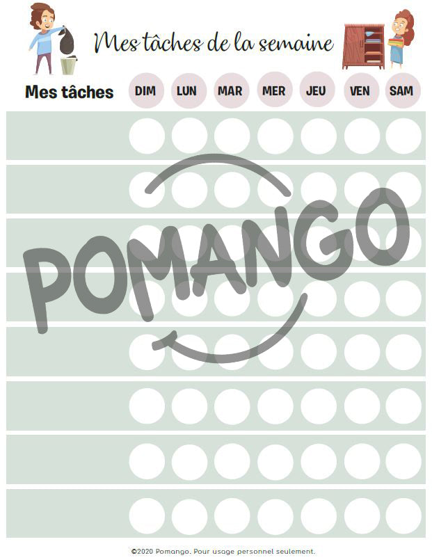 Mes tâches de la semaine à imprimer