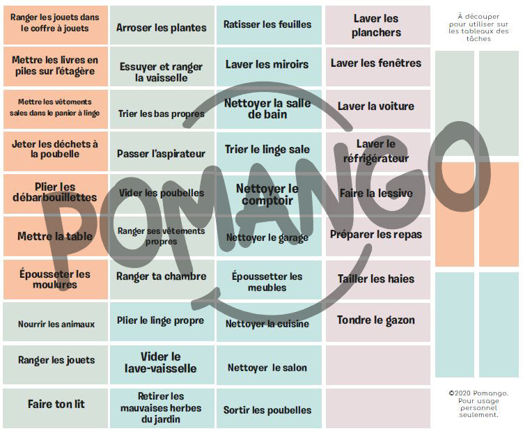 Mes tâches de la semaine à imprimer